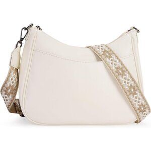 👑Women's White Leather Lightweight Zipper Pocket Adjustable Strap Crossbody Bag